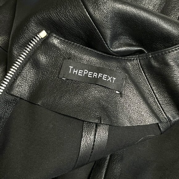 THEPERFEXT Harlem Leather Dress Black Zip Back 3/4 Sleeves Size M Medium - Picture 9 of 11